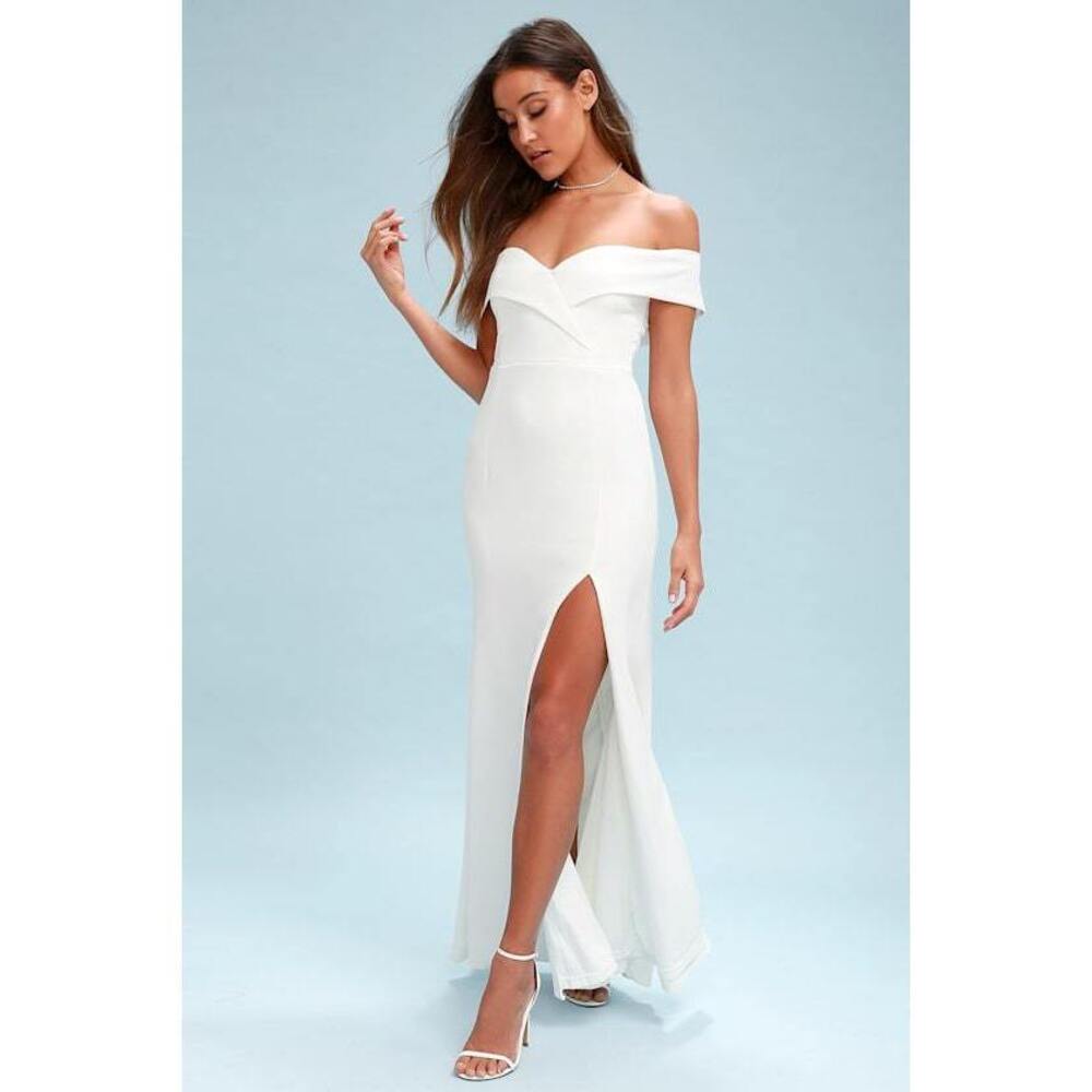 Lulus Song Of Love White Off-the-shoulder Maxi Dress - Size M